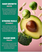 NuStrips Fast-Dissolving Beauty Strips con Biotina, Folato y Vitamina E – 30 tiras sabor fresa