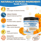 ZEBORA Probióticos para Perros, Polvo con Calabaza, Prebióticos y Enzimas Digestivas, 6 Mil Millones de UFC, Sabor a Pollo, 90 Dosis