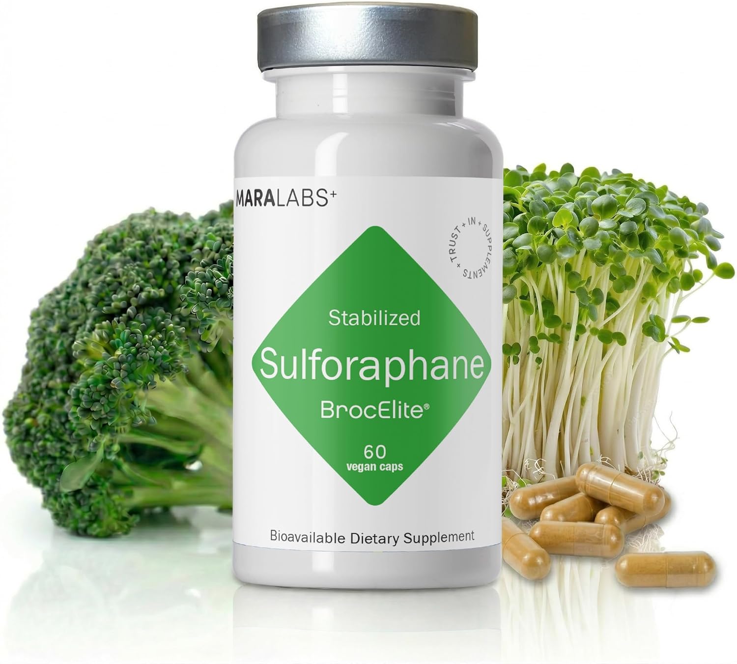 BrocElite Mara Labs Plus - Suplemento de Sulforafano de Brócoli Estabilizado - 60 Cápsulas Veganas