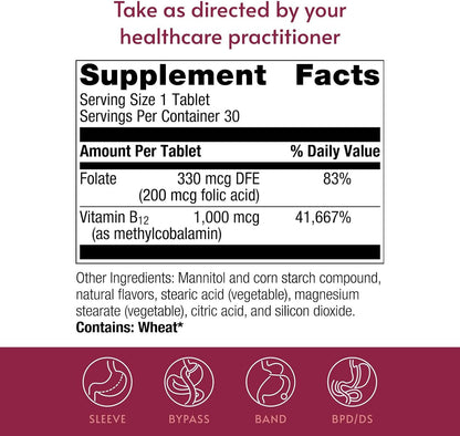 Bariatric Advantage B-12 Speedy Melts, Suplemento de Vitamina B12 1000 mcg, Disolución Rápida con 200 mcg de Ácido Fólico - – Image 4