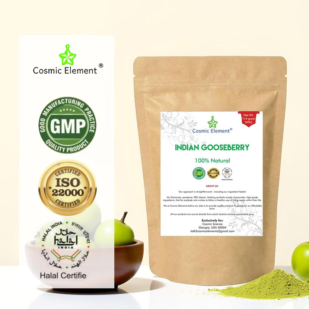 Cosmic Element 100% Pure Organic Amla Powder for Hair Growth – Rich in Vitamin C, Amalaki Powder for Skin Health & Eating – USDA Organic, Unrefined – 4 oz