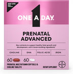 One A Day Prenatal Advanced - Vitaminas Prenatales con Ácido Fólico, Colina, DHA y Hierro, 60 unidades (30 comprimidos + 30 cápsulas blandas)