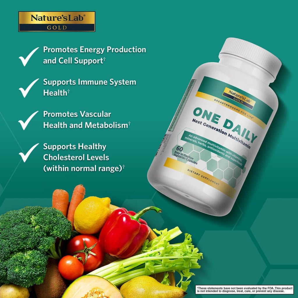 Nature's Lab Gold One Daily Multivitamin – 19 Vitaminas y Minerales Esenciales – 60 Cápsulas