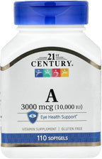 21st Century Vitamina A 10.000 UI, 110 Cápsulas Blandas