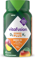 Vitafusion Power Plus Vitamina D3 K2 Gomitas, 3000 UI, 60 Unidades, Sabor Tropical Punch