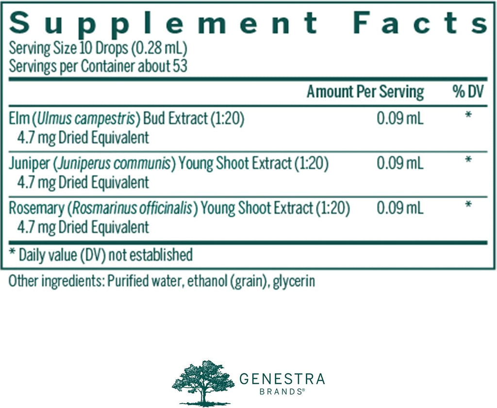 Genestra Brands Acn-gen - Suplemento Herbal de Olmo, Enebro y Romero (0.5 fl oz)