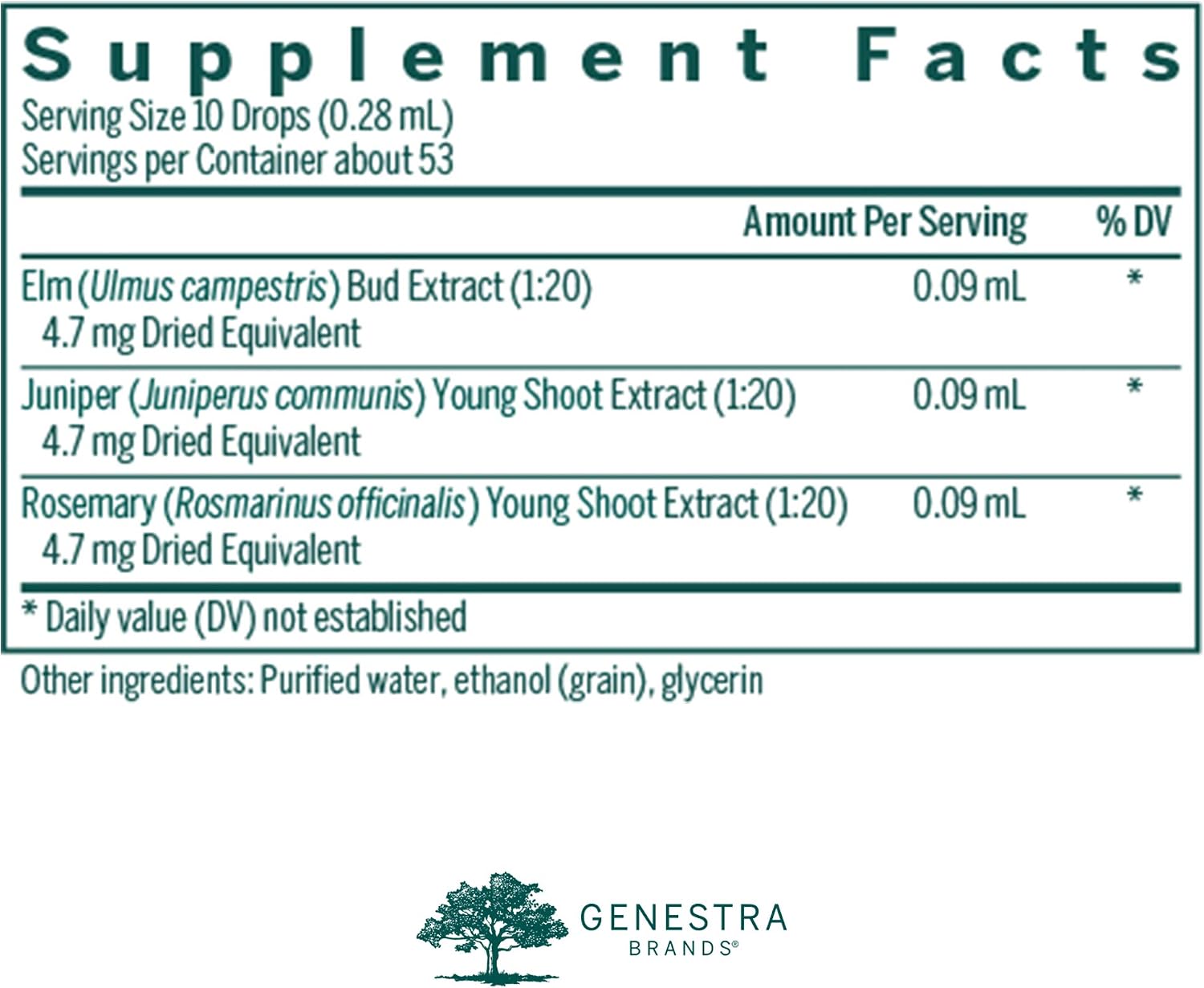 Genestra Brands Acn-gen - Suplemento Herbal de Olmo, Enebro y Romero (0.5 fl oz)