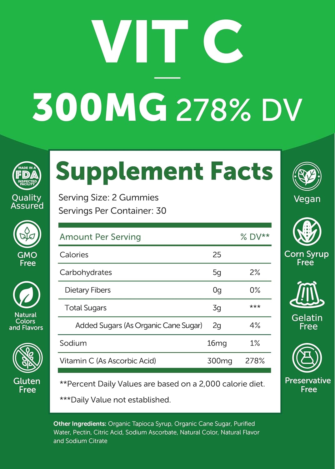Lunakai Gominolas de Vitamina C Orgánicas - 250 mg para Adultos y Niños - Pack de 6