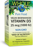 Natural Factors Whole Earth & Sea Vegan Vitamin D3 - 125 mcg (5000 IU) - 60 Vegetable Capsules