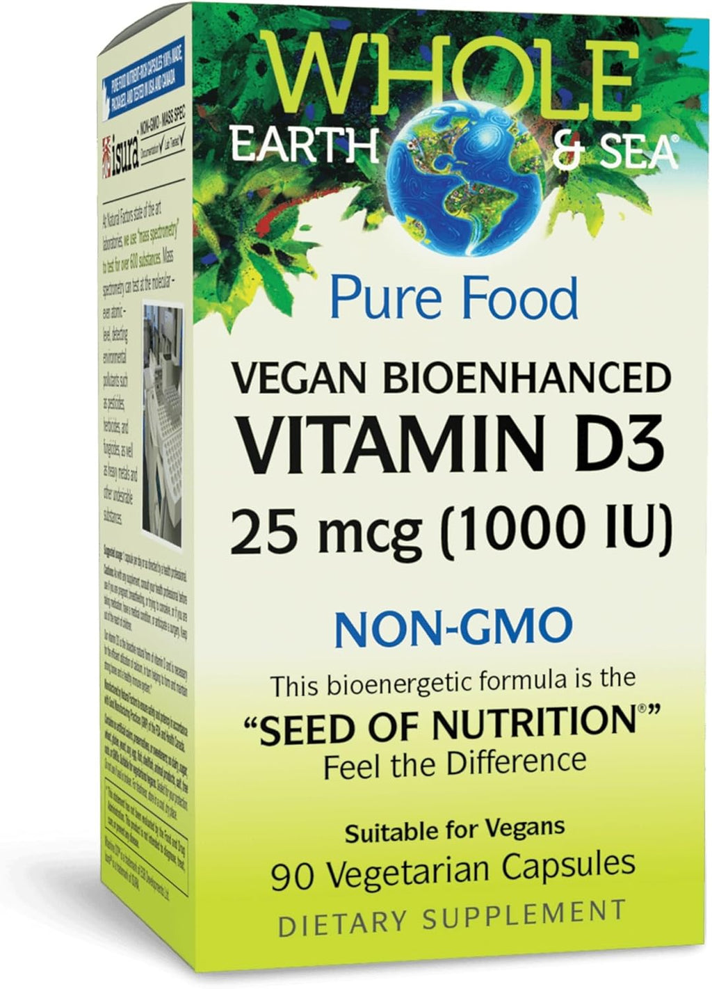 Natural Factors Whole Earth & Sea Vitamina D3 - 125 mcg, 90 Cápsulas Vegetarianas