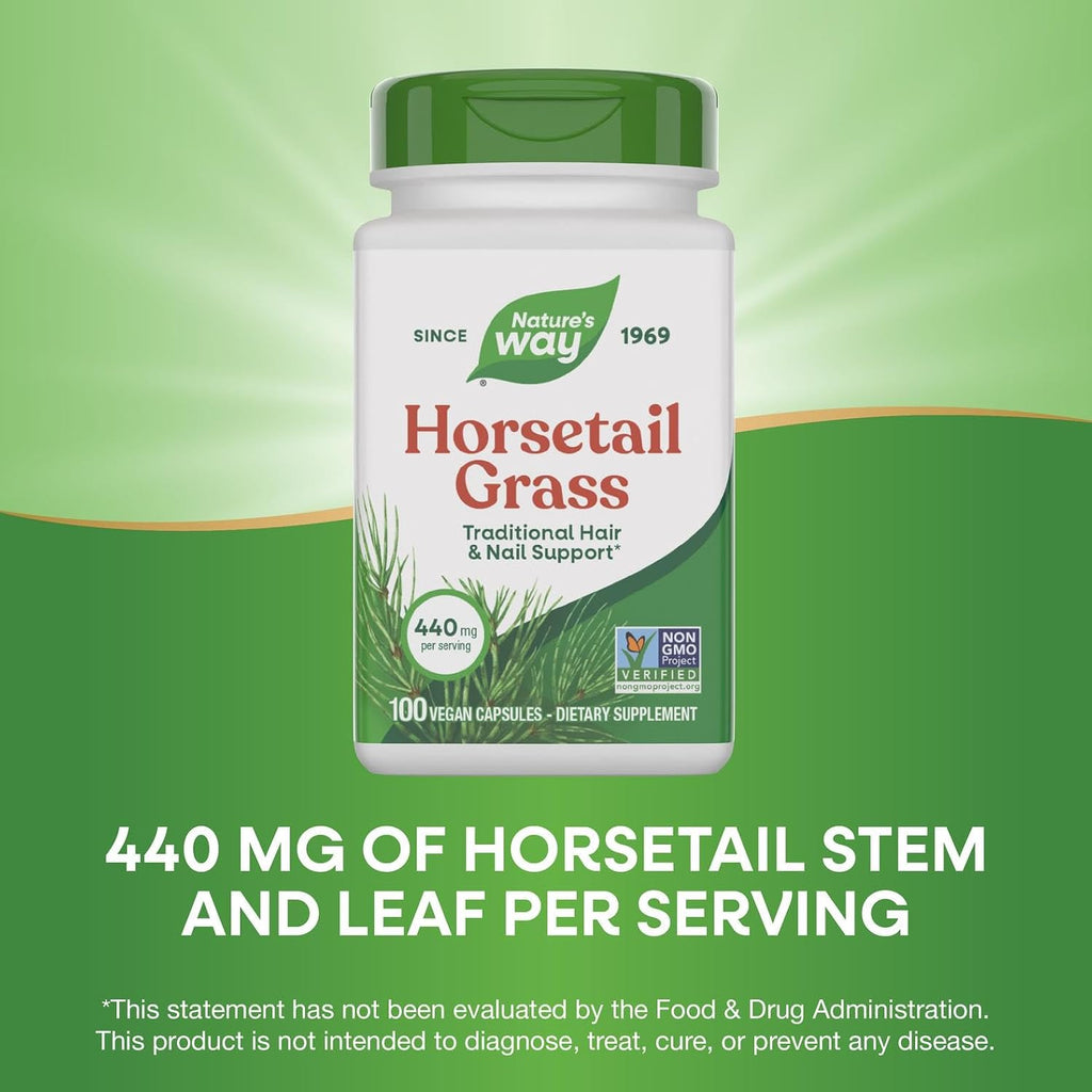 Nature's Way Horsetail Grass 440 mg - 100 Capsules - Herbal Supplement for Hair and Nails