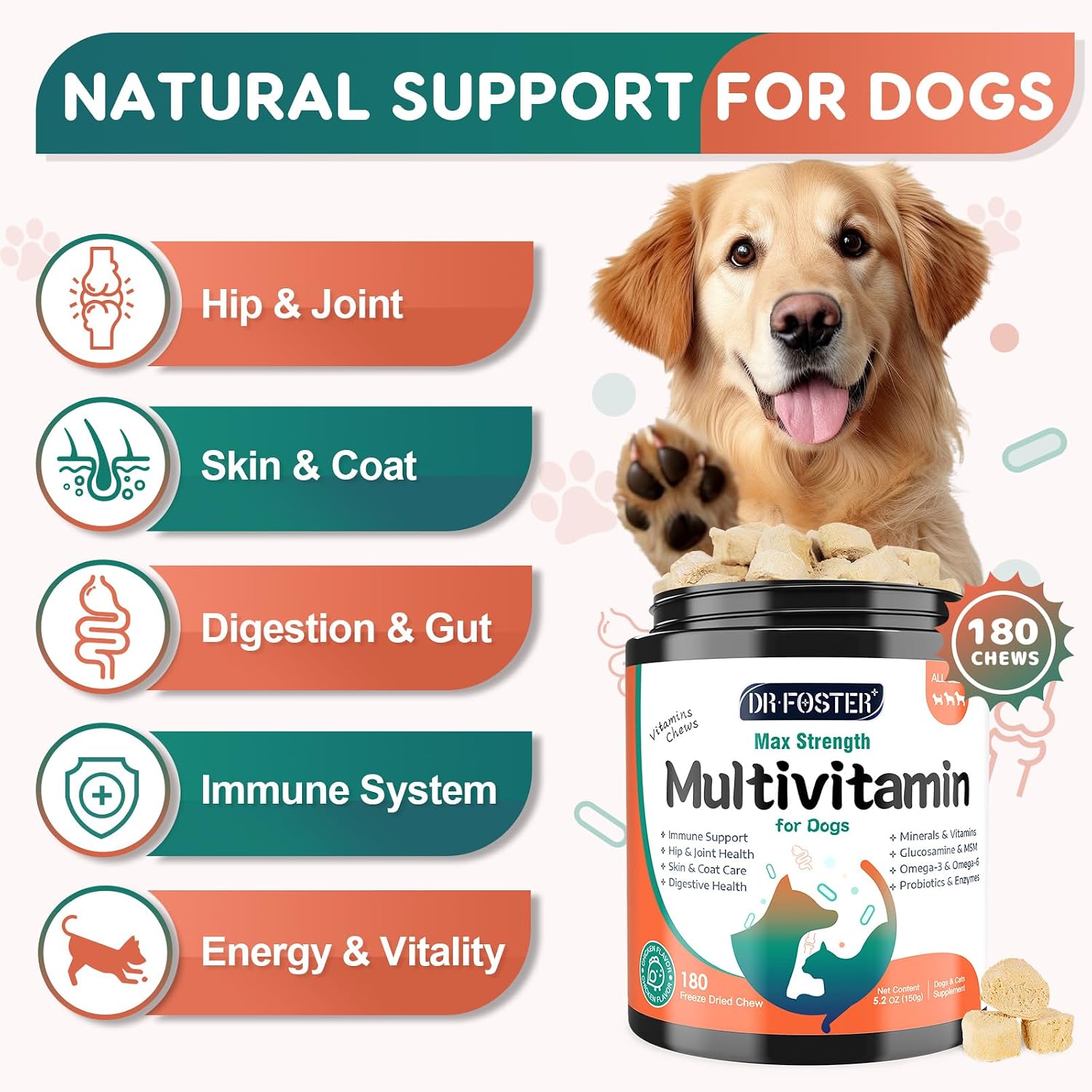 Multivitamínico para Perros DRFOSTER - 180 Bocados Sabor Pollo