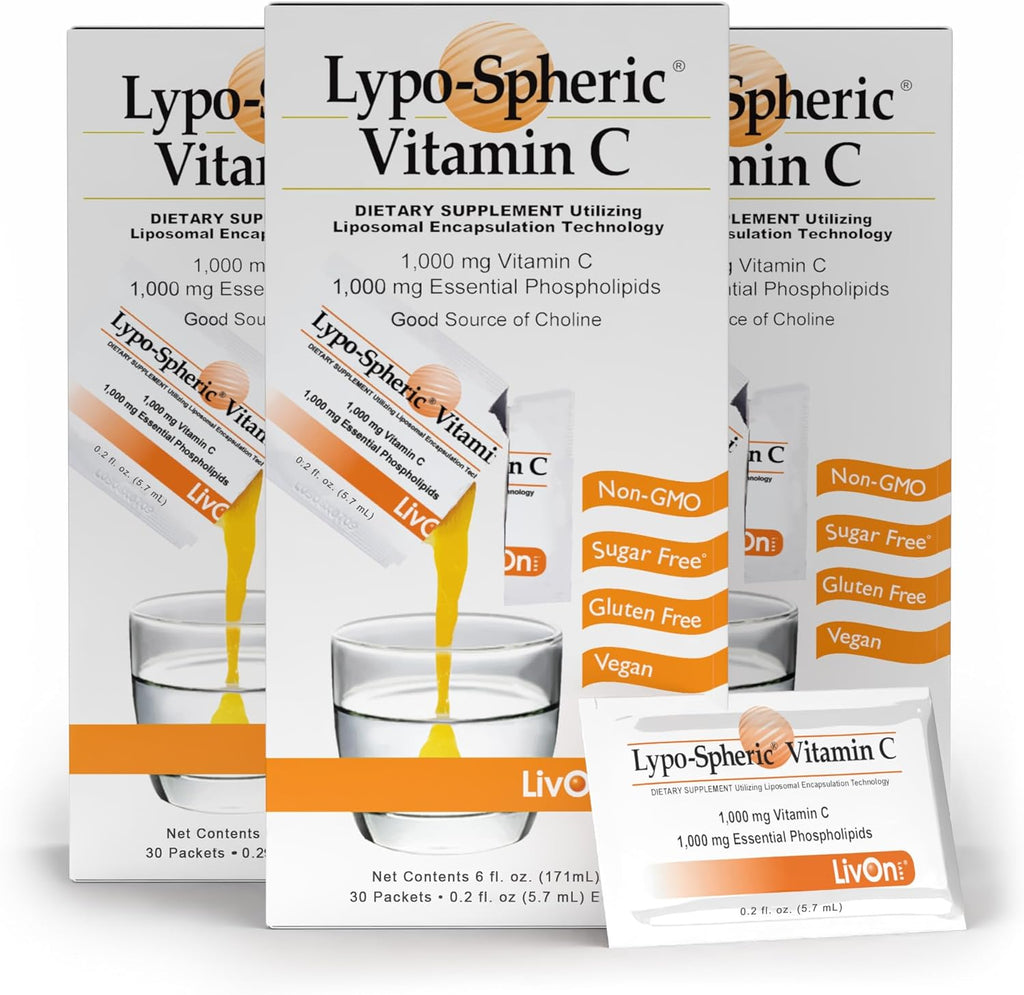 LivOn Laboratories Lypo-Spheric™ Vitamina C – 1000 mg por sobre – 12 Paquetes (360 Sobres)