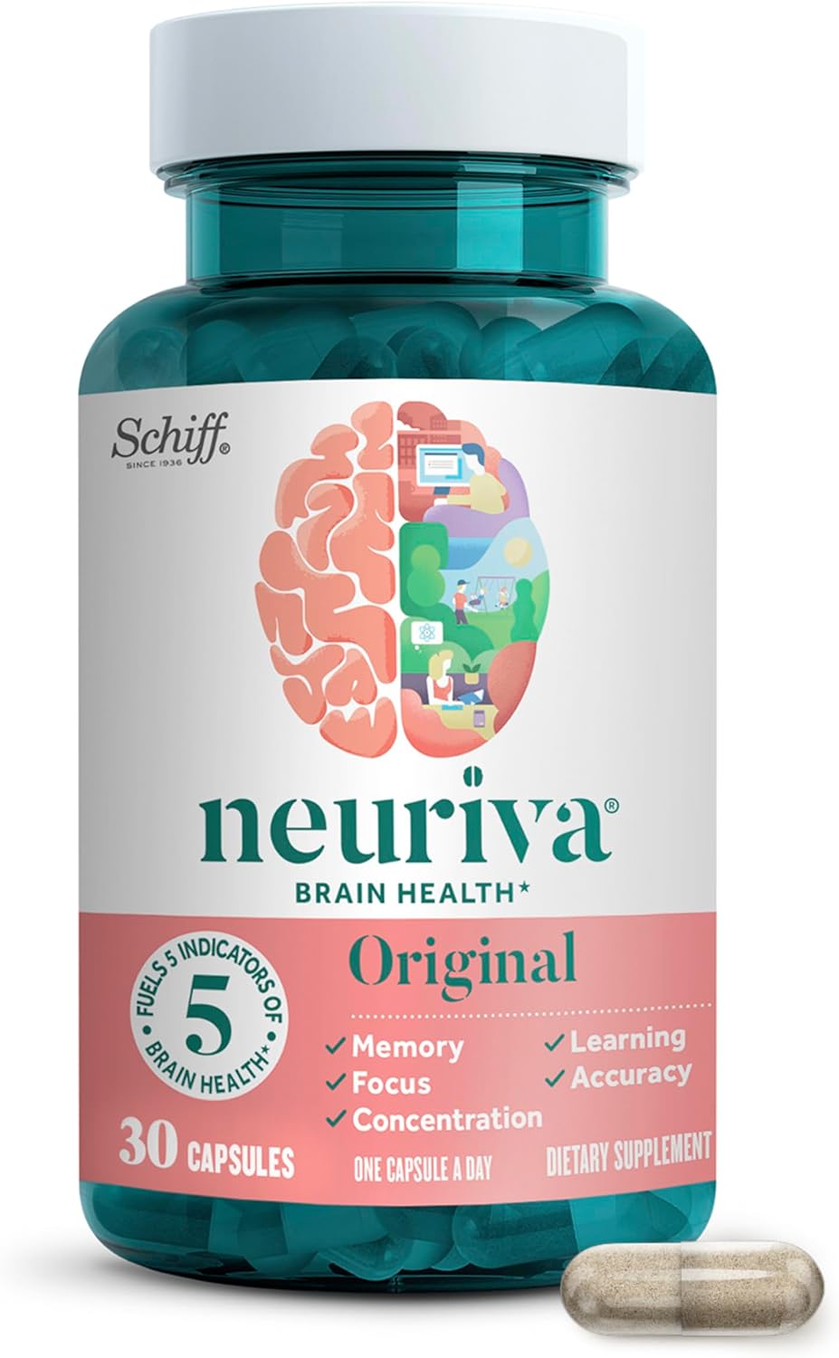 NEURIVA Original - Complemento para la memoria y la concentración - 30 cápsulas