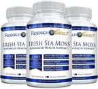 Research Verified Irish Sea Moss - Musgo de Mar, Fucus, Bardana, BioPerine - 60 Cápsulas - Vegano