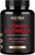 NURTURLY Vitamin B Complex - Complejo B Completo con Biotina - 90 Comprimidos