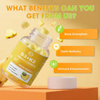 M inch Vitamin D3 K2 Gummies, Vitamina D3 10000IU, K2 (MK-7) 200mcg, Complemento 6 en 1 con Omega-3, Sin Azúcar, Pack de 2