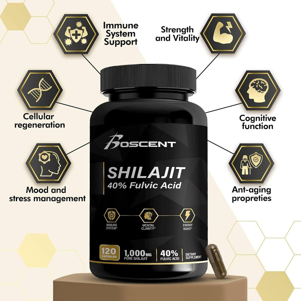 Cápsulas de Shilajit 20,000 mg – Shilajit Puro del Himalaya para Hombres y Mujeres – 120 Cápsulas Veganas