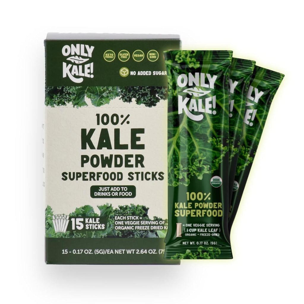 OnlyKale Kale en Polvo Ecológico - Superalimento Verde - 15 Sticks (1 Mes)