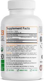 Bronson Vitamin D3 5000 IU USDA Certified Organic - 90 Tablets