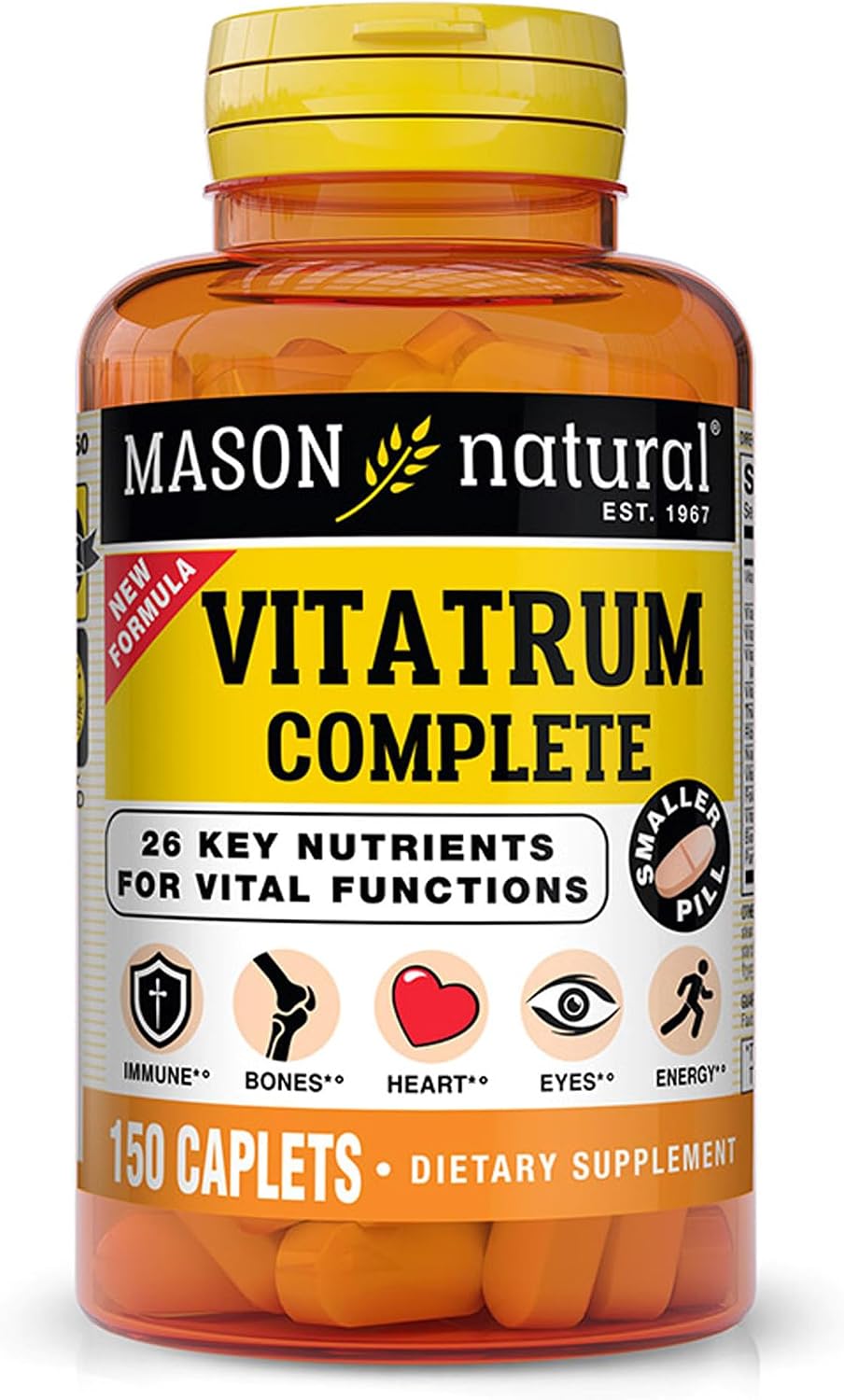 MASON NATURAL Vitatrum Complete Multivitamínico y Multimineral - Apoya Inmunidad, Huesos, Corazón y Energía - 150 Comprimidos
