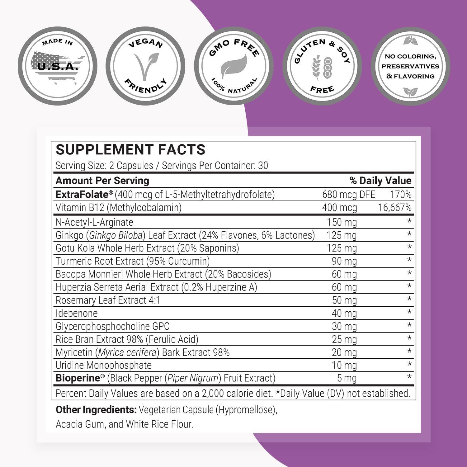 Supersmart - Neurex - Suplemento para la memoria y agilidad mental | Fórmula con Ginkgo Biloba, Bacopa Monnieri, GPC y Huperzina A | Sin OMG, sin gluten, vegano - 60 cápsulas vegetales
