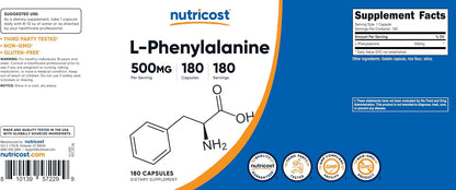 Nutricost L-Fenilalanina 500mg, 180 Cápsulas – No transgénico (Non-GMO): El producto no contiene organismos – Image 6
