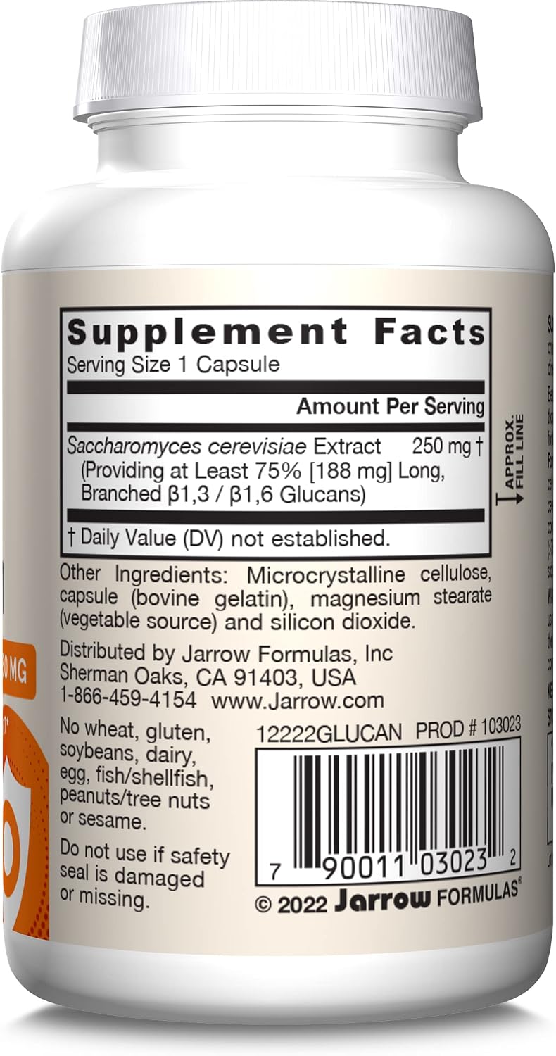 Jarrow Formulas Beta Glucan, 60 Cápsulas - Suplemento para el Sistema Inmunitario
