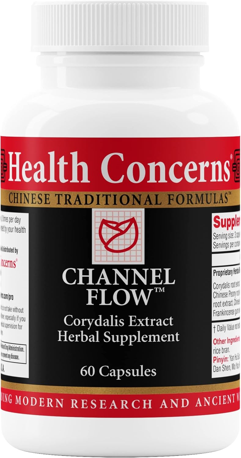 Health Concerns Channel Flow – Fórmula Herbal China para Relajación Muscular y Molestias – 180 Cápsulas