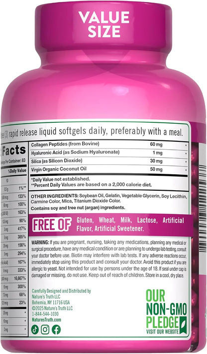 Nature's Truth Vitaminas para Cabello, Piel – La biotina contribuye al funcionamiento normal del sistema nervioso. – Image 7