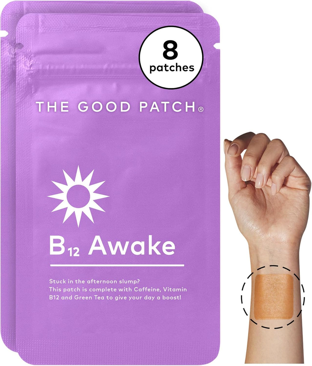 The Good Patch B12 Awake - Parche de Vitamina B12, Cafeína y Té Verde (8 Parches)