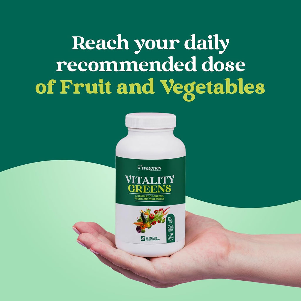 Evolution Advance Nutrition Vitality Green, 90 Comprimidos – Suplemento de Frutas y Verduras, Rico en Vitaminas y Minerales – Vegano