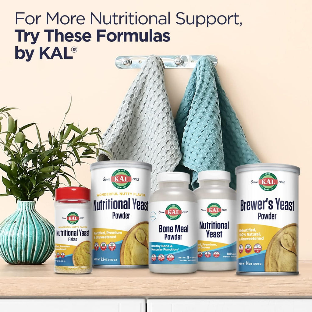KAL Levadura Nutricional, Enriquecida con Vitaminas B, Biotina, Ácido Fólico, Aminoácidos, 500 Comprimidos