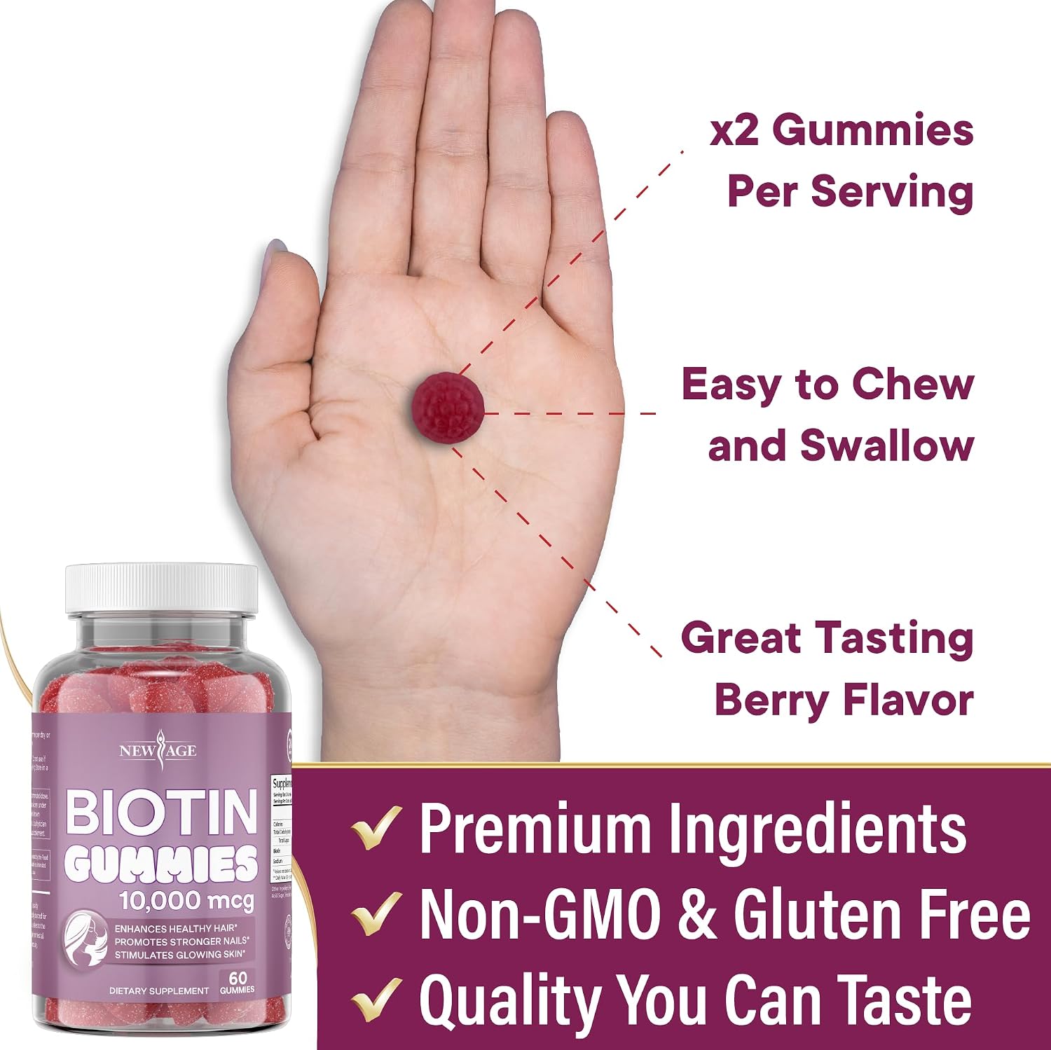 NEW AGE Gominolas de Biotina 10000 mcg - 120 unidades