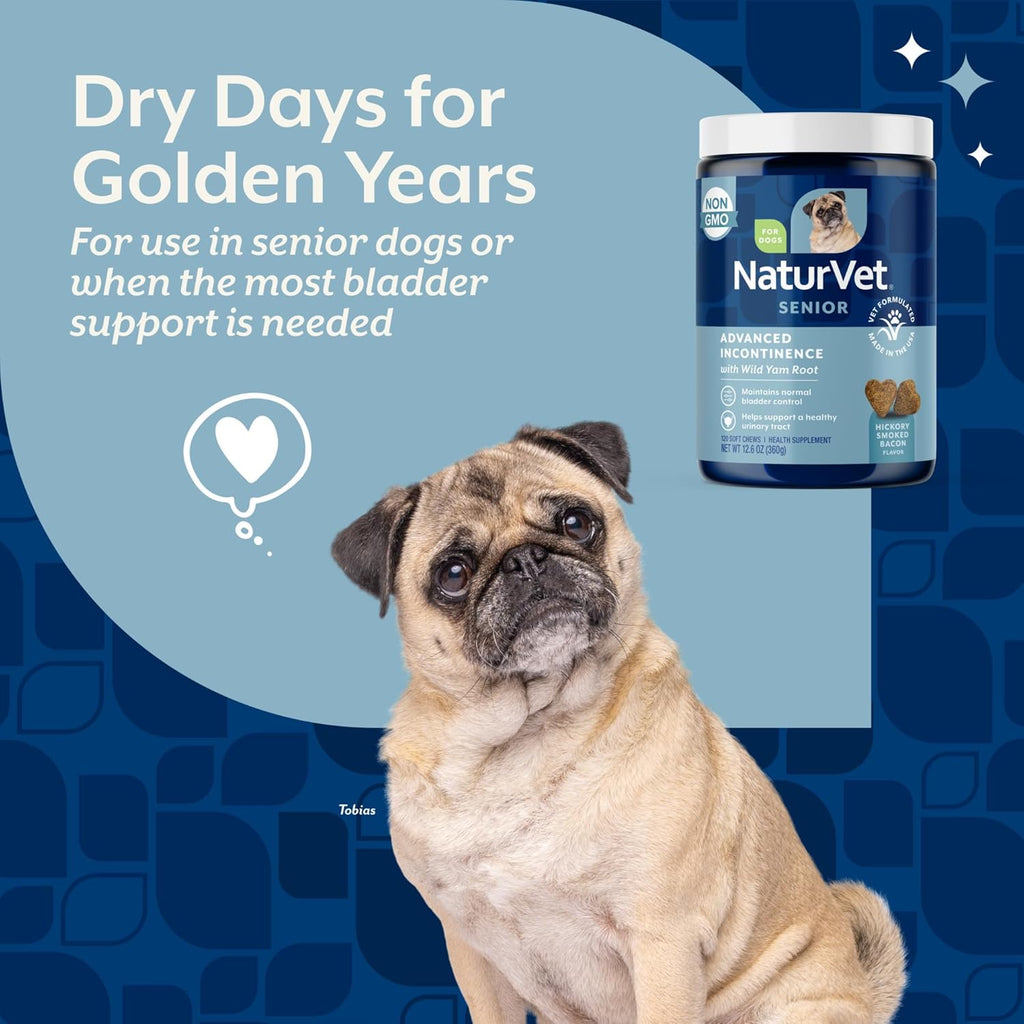 NaturVet Senior Advanced Incontinencia para Perros – Complemento para Control de Vejiga – 120 Snacks Blandos