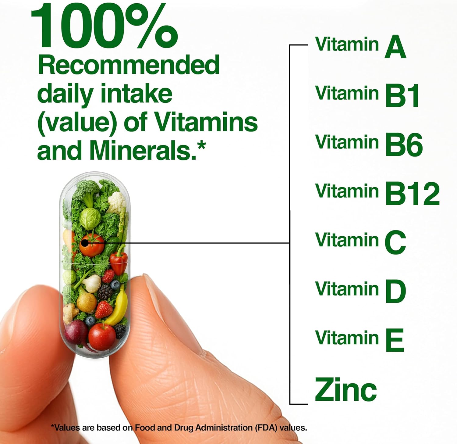FeelGood Superfoods Vita Fruits and Veggies - Multivitamínico Orgánico de Frutas y Verduras, 60 Cápsulas