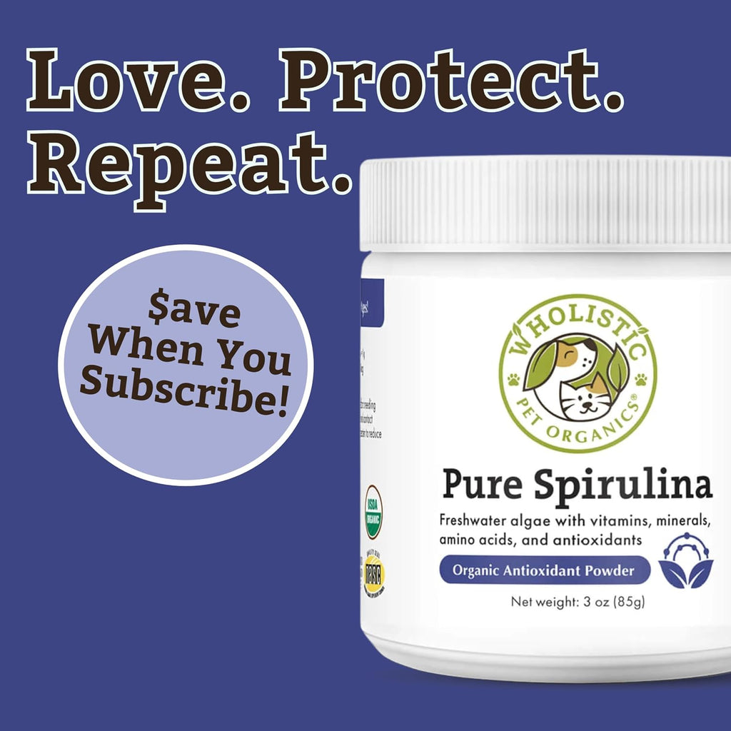 Wholistic Pet Organics Espirulina en Polvo para Perros y Gatos - 85 Dosis