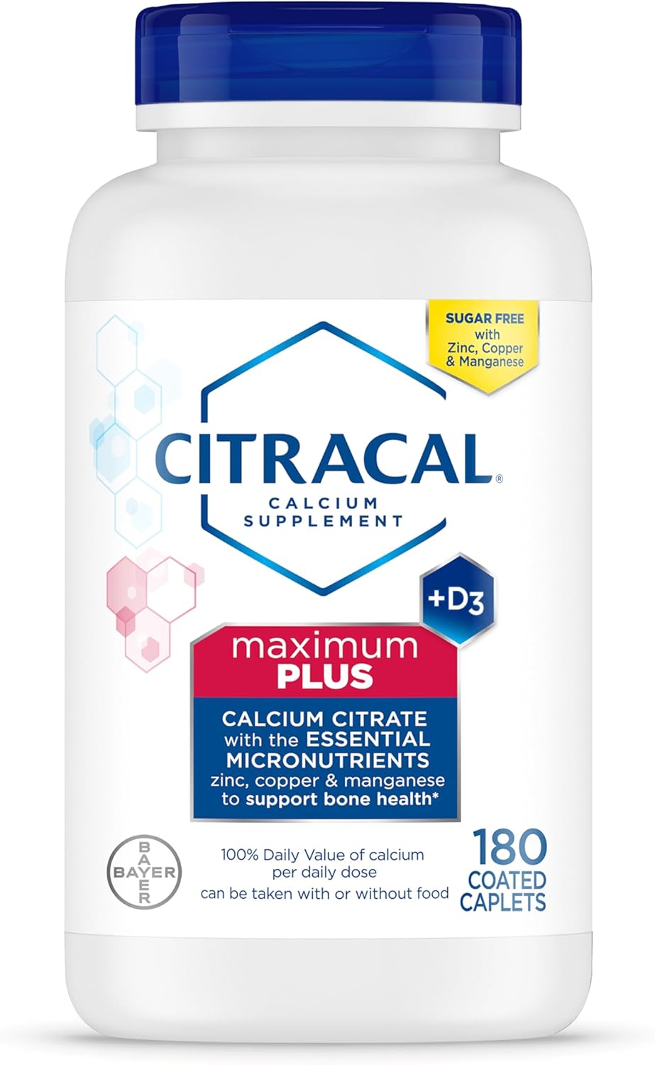 Citracal Maximum Plus - Calcio Citrato con Vitamina D3, Zinc y Minerales - 180 Comprimidos