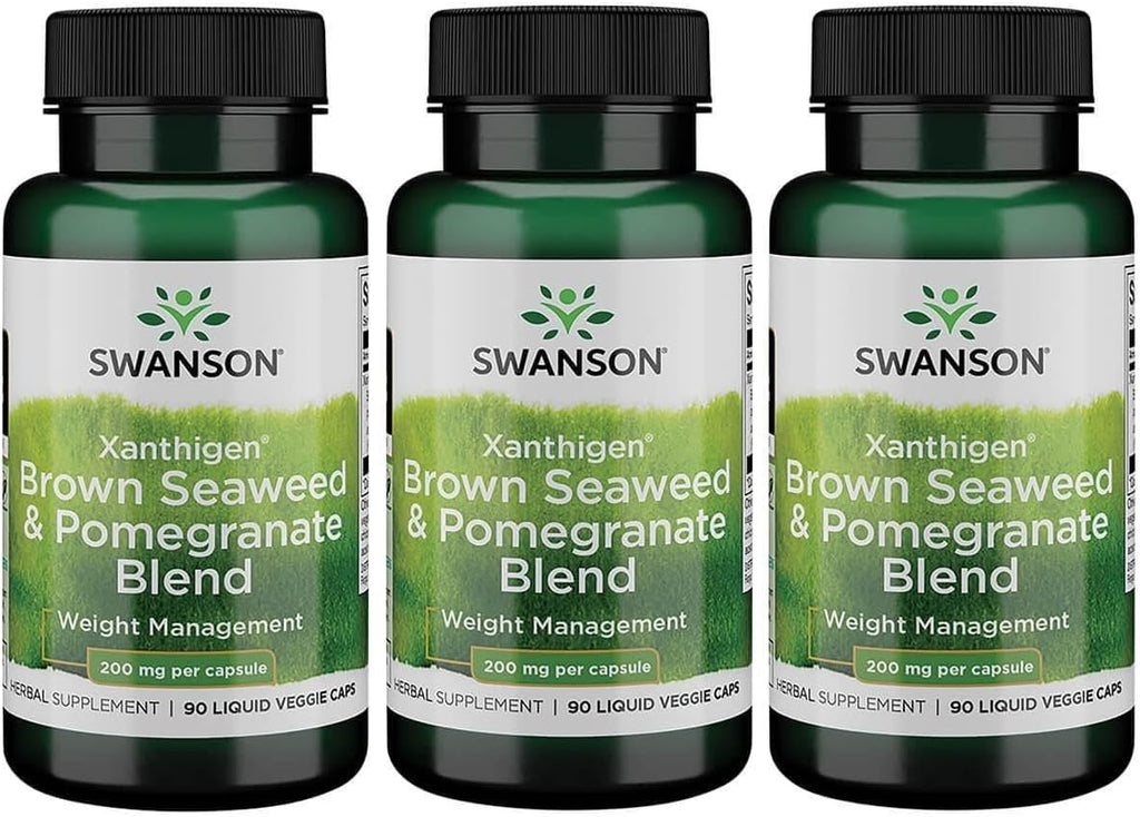 Swanson Xanthigen - Mezcla de Alga Parda y Granada - 200 mg, 90 Cápsulas Vegetales Líquidas (Paquete de 3)