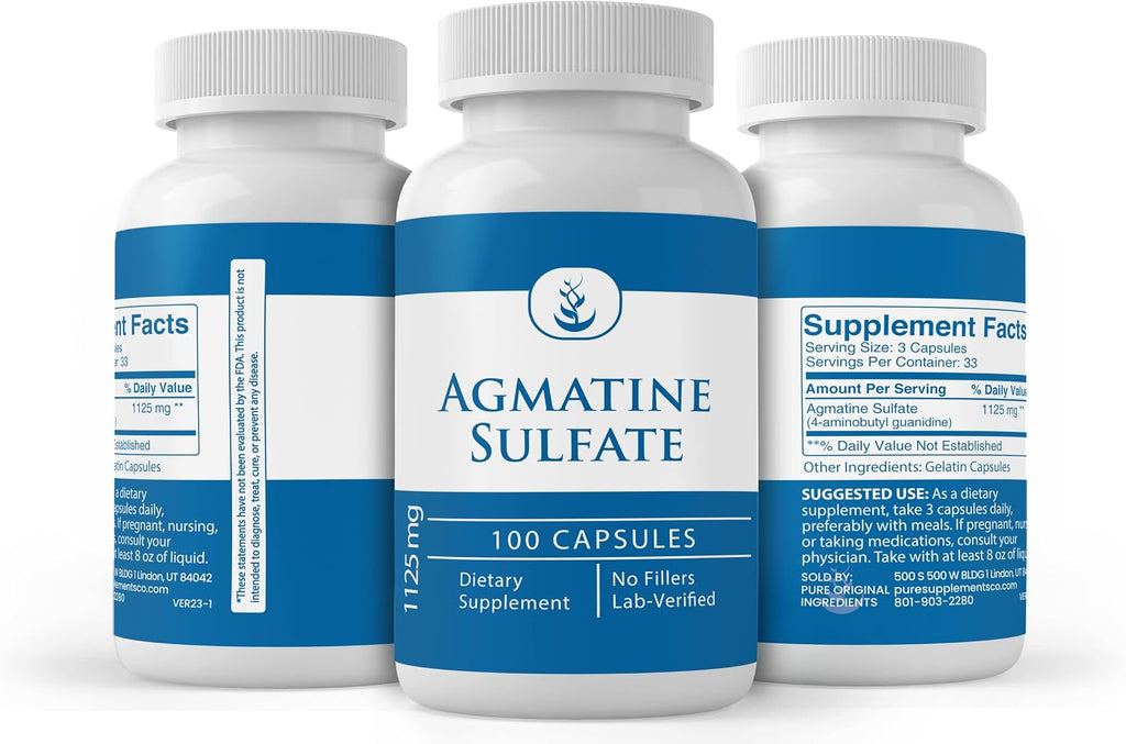 PURE ORIGINAL INGREDIENTS Sulfato de Agmatina, 100 Cápsulas