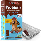 YUM-V'S Probióticos para Niños Ositos de Chocolate - Suplemento Probiótico con 1.000 Millones de UFC y Fibra Prebiótica - Sin Azúcar - 60+60 Unidades