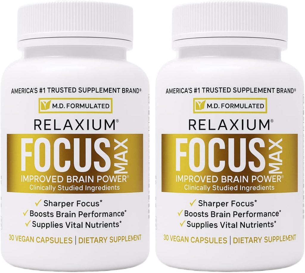 Relaxium FocusMax, Suplemento para la Salud Cerebral y el Enfoque, Apoya la Concentración, Memoria y Claridad Mental, Formulado por un Neurólogo, 30 Cápsulas Veganas