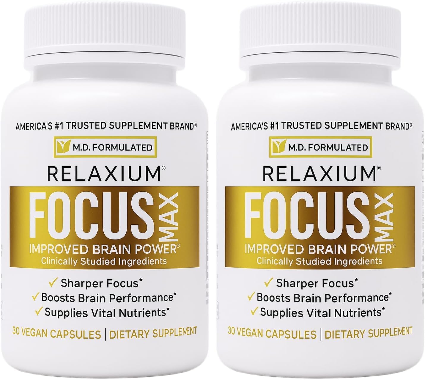 Relaxium FocusMax, Suplemento para la Salud Cerebral y el Enfoque, Apoya la Concentración, Memoria y Claridad Mental, Formulado por un Neurólogo, 30 Cápsulas Veganas