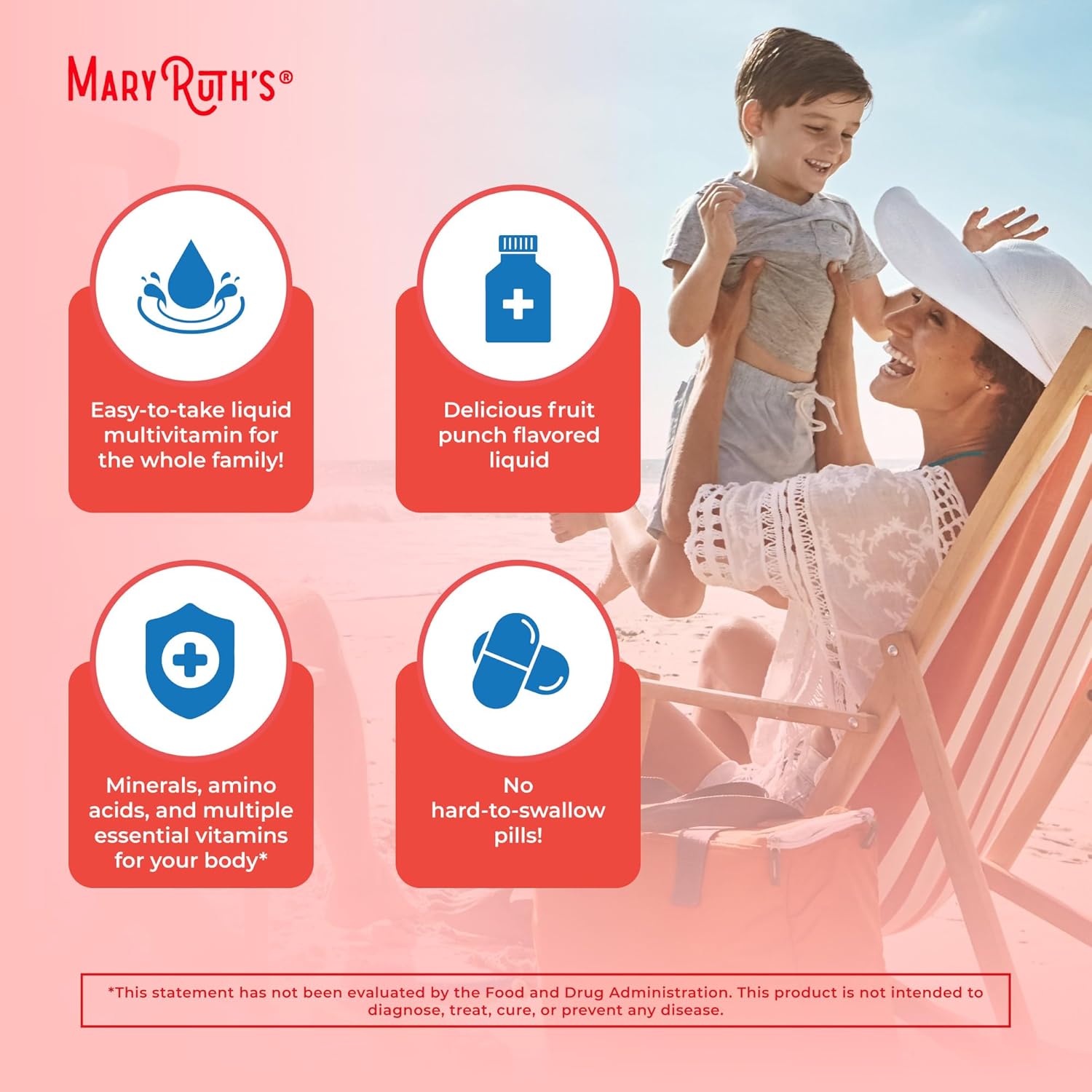 MaryRuth's Liquid Morning Multivitamin Essentials+ - Multivitamínico Líquido para Adultos y Niños - 946 ml