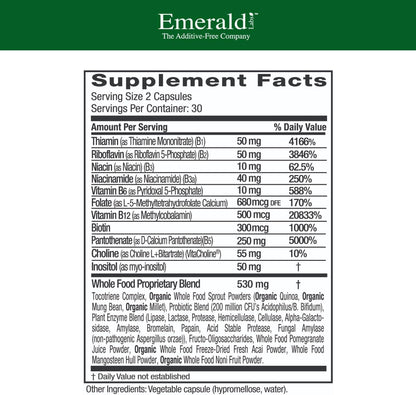 EMERALD LABS B-Healthy - Complejo B Vegano con Ácido Fólico Metilado - 60 Cápsulas – Image 2