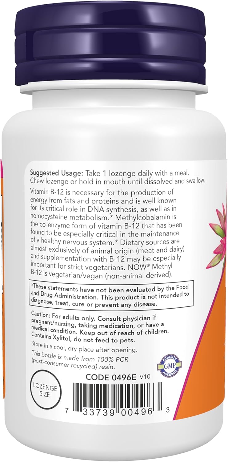 NOW Foods Metil B-12 (Metilcobalamina) 5000 mcg - 60 comprimidos