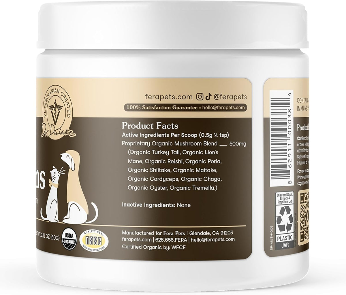 Fera Pets Mushroom Supplement para Perros y – De 12 a 23 kg (26-50 lbs): 2 cucharadas al día. – Image 7