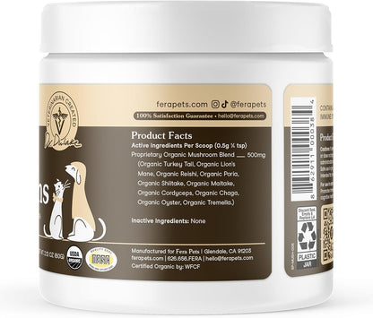 Fera Pets Mushroom Supplement para Perros y – De 12 a 23 kg (26-50 lbs): 2 cucharadas al día. – Image 7