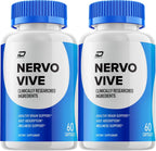Nervo Vive Cápsulas para el Cerebro – NervoVive Fórmula Máxima Potencia Totalmente Natural para Memoria y Concentración, Apoyo Vive Nervo (Paquete de 2 – 120 Cápsulas)