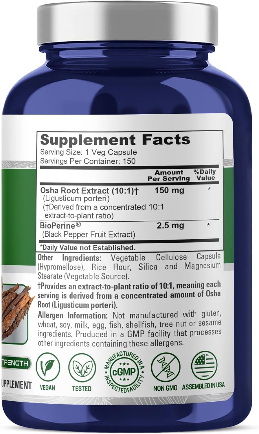 NusaPure OSHA Root Cápsulas, 1500 mg, 150 Cápsulas Veganas (Sin OGM, Vegano)